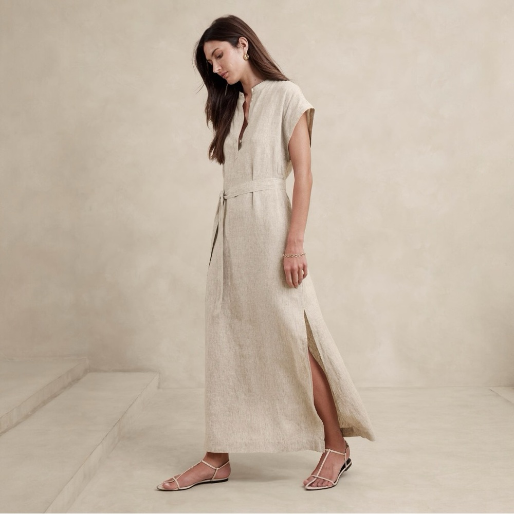 NWT Banana Republic Linen Kaftan Dress in Natural